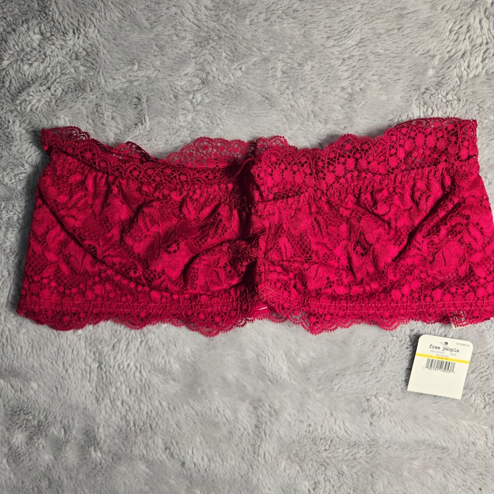 Free People Intimately Burgundy Lace Bandeau Bra OB1210880 Womens‎ Size M NWT